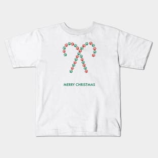 Made of paw prints christmas candy paw print green and red Kids T-Shirt